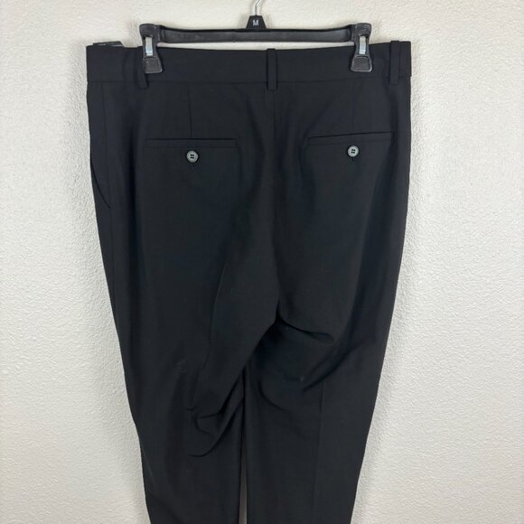 Theory Womens Black Stretch Mid Rise Straight Leg Flat Front Dress Pants Size 8 - Picture 3 of 11